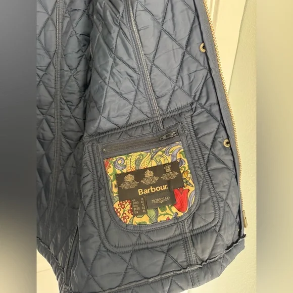 Barbour William Morris Navy Quilted Utility Jacket - 12 / L - Picture 9 of 11